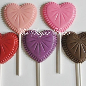 CRYSTAL HEART Chocolate Lollipops12 CountValentine's GiftValentine's DayParty FavorChocolate ValentineWedding FavorSweetheart Gift image 1