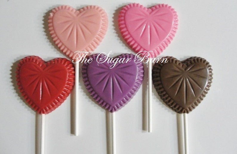 CRYSTAL HEART Chocolate Lollipops12 CountValentine's GiftValentine's DayParty FavorChocolate ValentineWedding FavorSweetheart Gift image 1