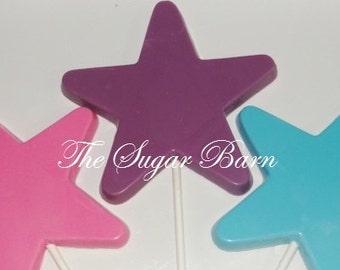 STAR CHOCOLATE Lollipops*10 Ct*America Favor*Hollywood Star*Magic Wand*Red White & Blue*Super Star*Movie Star