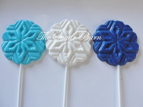 12 SNOWFLAKE Chocolate Lollipop Holiday Candy Birthday Party Favors