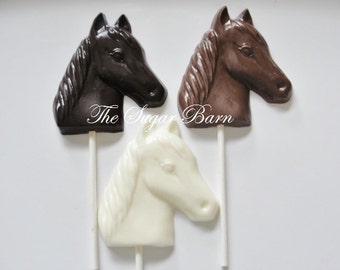 HORSE CHOCOLATE Lollipops*12 Count*Horse Lover*Horse Party*Western Party*Wild Wild West*Birthday Party Favors*Animal Lover*Cowboy*Cowgirl