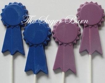 RIBBON AWARD CHOCOLATE Lollipop*12 Count*Blue Ribbon*Student Award*Medal*Student Achievement*1st Prize*Award Ceremony*Sports Award