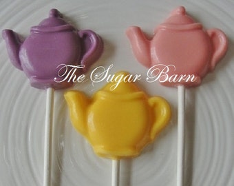 CHOCOLATE TEAPOT Lollipops*15 Count*Tea Party*Alice in Wonderland*Garden Party*Birthday Party Favor*Tea Time*Edible Party Favors