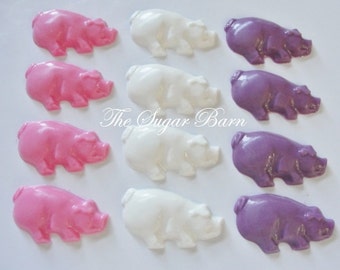 PIG CHOCOLATE Cupcake Toppers*36 Ct*Farm Theme Birthday*Farm Party*Chocolate Party Favors*Barnyard Theme*Teacup Pig