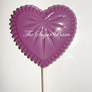 CRYSTAL HEART Chocolate Lollipops12 CountValentine's GiftValentine's DayParty FavorChocolate ValentineWedding FavorSweetheart Gift image 4