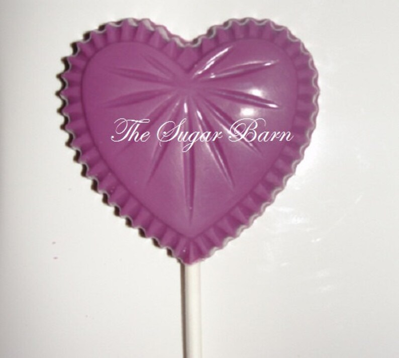 CRYSTAL HEART Chocolate Lollipops12 CountValentine's GiftValentine's DayParty FavorChocolate ValentineWedding FavorSweetheart Gift image 4