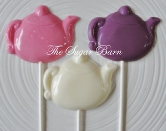 TEAPOT CHOCOLATE Lollipops*12 Count*Bridal Shower*Tea Party*Girl Birthday*Garden Party*Alice in Wonderland*Bridal Shower