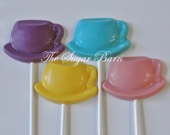 TEACUP CHOCOLATE Lollipops*12 Count*Tea Party Favor*Girl Birthday*Alice in Wonderland*Garden Party*Bridal Shower*Princess Party