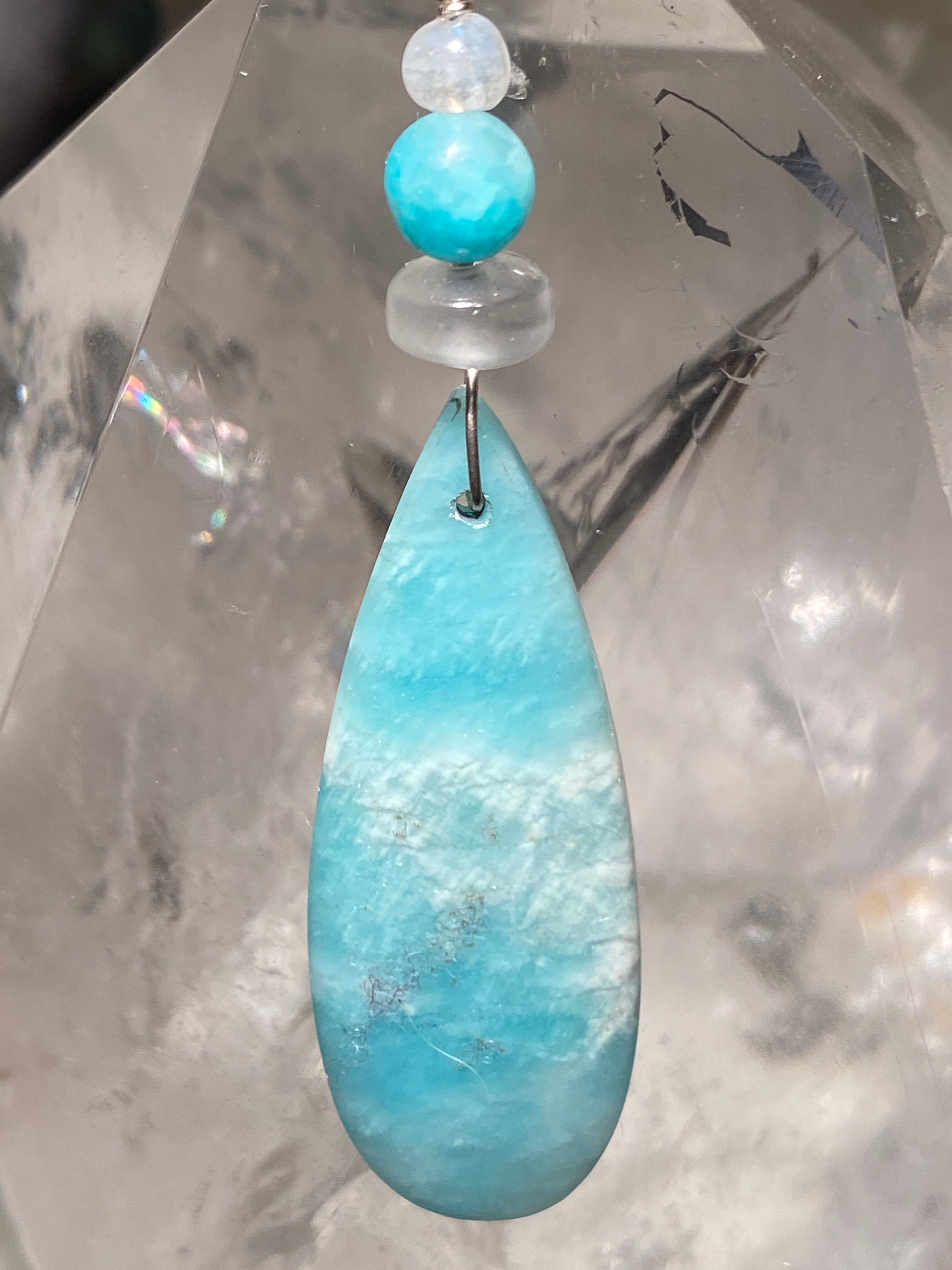 Harmony and Joy With Sky Blue Amazonite With Moonstone and Hemimorphite
