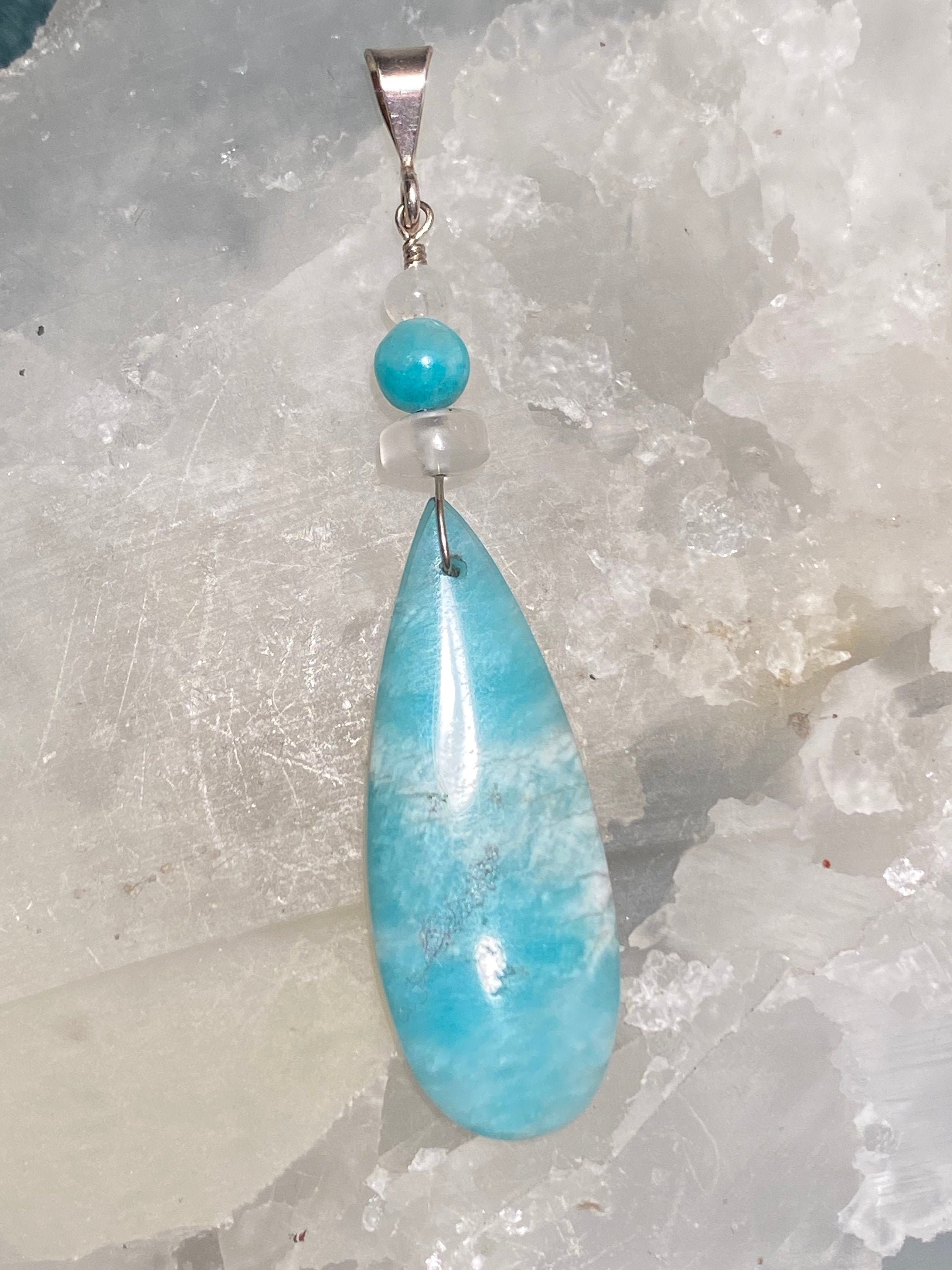 Harmony and Joy With Sky Blue Amazonite With Moonstone and Hemimorphite