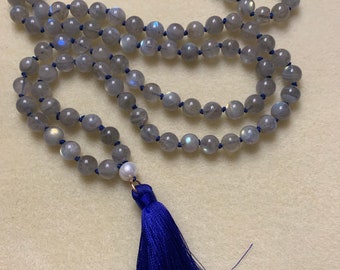 MADE TO ORDER 8mm Gemstone and Pearl Mala - Choice of Gemstone