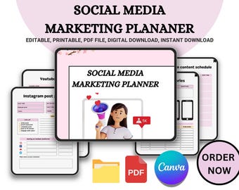 Social Media Marketing Planner, Digital Business Strategies (Digital Download)