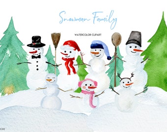 Snowman watercolor | Etsy