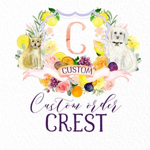 Custom Watercolor Crest. Wedding Family crest. Heraldry. Cusrtom Logo image 1