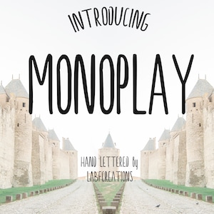 Monoplay. Elegant and rustic hand lettered sans serif font.   Modern script