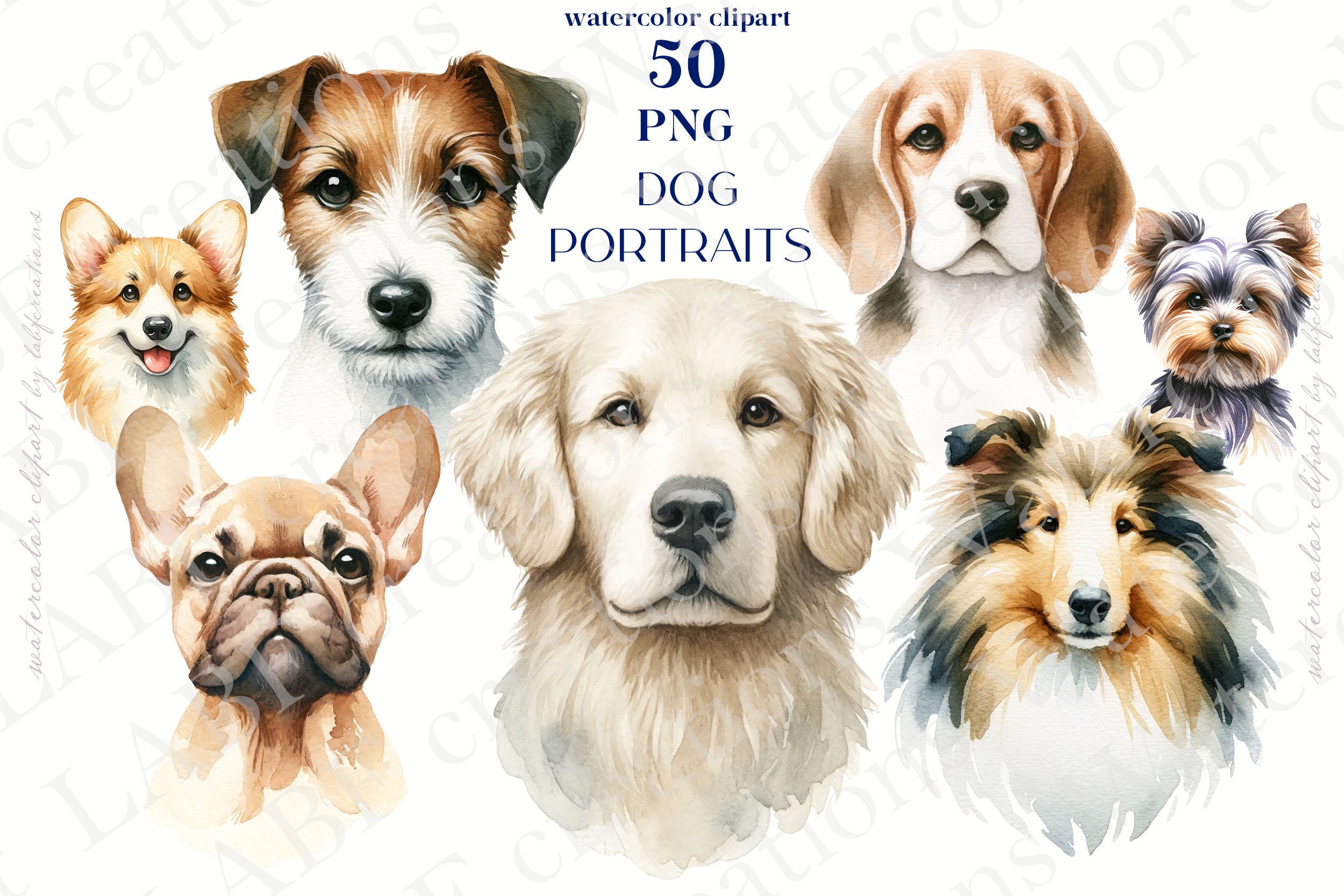 Golden Retriever Watercolor Dog Illustration Clip Art PNG Commercial ...
