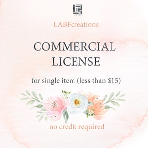 Commercial License for single item.  LABFcreations. NO CREDIT  license