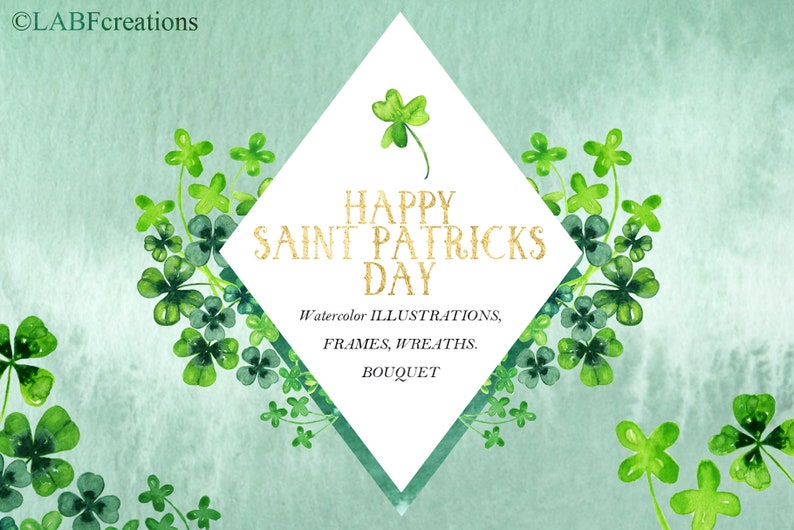 Download St Patricks day watercolor clip art. Shamrocks. St ...