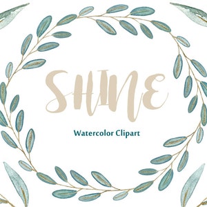 Shine gold leaves Watercolor clipart image 3