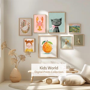 Kids World. 60 Nursery Wall Prints. Kids Room Wall Art Prints. Colorful Nursery Decor Baby Posters set  Gallery wall - Digital Printable Art