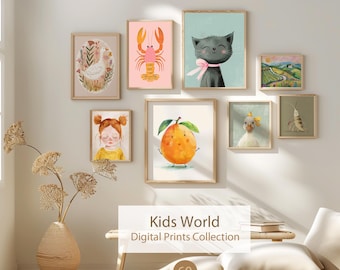 Kids World. 60 Nursery Wall Prints. Kids Room Wall Art Prints. Colorful Nursery Decor Baby Posters set  Gallery wall - Digital Printable Art