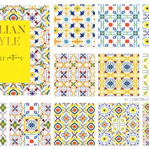 Modelli senza soluzione di continuità. Maioliche italiane. - Acquerello Piastrelle Mediterranee, Greche, Piastrelle Marocchine. Clipart ad acquerello. Clip art per matrimoni.