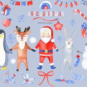 Cute Christmas | Christmas  Clipart | Watercolor Holiday Clip Art | Winter clipart | New Year clipart | Santa | Kids Clipart
