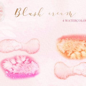 Blush cream watercolour flowers clipart, hand drawn: Elements, textures, patterns, washes. Soft blush pink and peach colors. Peonies. image 5