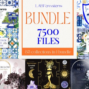 BUNDLE 7500 in 1 Watercolor Clip Art Bundle. 85 collections