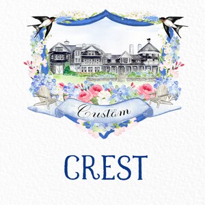 Custom Watercolor Crest. Wedding Family crest. Heraldry. Cusrtom Logo image 5