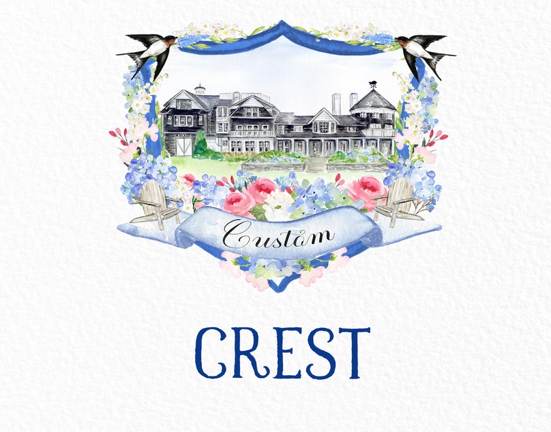 Custom Watercolor Crest. Wedding Family crest. Heraldry. Cusrtom Logo image 5