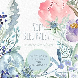 Set di peonie, clip art di fiori ad acquerello, SET digitale di peonie ad acquerello. Colori romantici, fiori delicati, inviti, matrimonio, cornice, logo