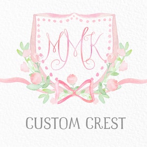 Custom Watercolor Crest. Wedding Family crest. Heraldry. Cusrtom Logo image 2