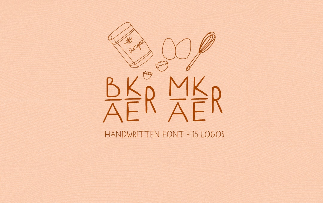 Baker Maker. Handwritten Font | 50 Kitchen Illustrations | Dooldles ...