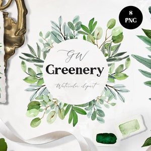 Watercolor Greenery Clipart  | Frames | Watercolor Leaves | Green Foliage | Greenery Clipart | Wedding Clipart