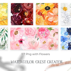 Watercolor Crest Creator. DIY Wedding Crest clipart. Bespoke watercolor crest Crest with dog Family crest Heraldry image 9