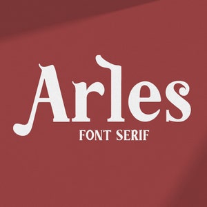 May include: White text on a red background reads "Arles FONT SERIF".
