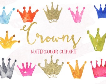 Watercolor crowns. Watercolor clip art. wedding crest elements. Crown, Boho style. Watercolour texture. Logo, watercolor label