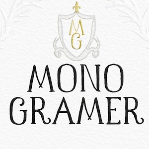 Monogramer. Classic and rustic hand lettered serif font.  Hand drawn with watercolors. Monogram for wedding crest, chic, vintage.