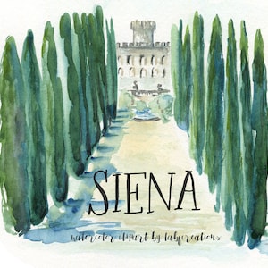 Italian landscapes, watercolor landscapes  Watercolor clipart. Printable. Tuscany Mediterranean landscapes