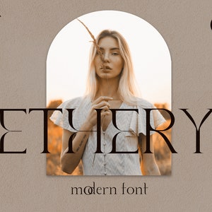 Ethery. Elegant and Luxury serif font.  Geometric, classic, chic, vintage typeface. Branding. Modern Minimalism. Cyrillic font.
