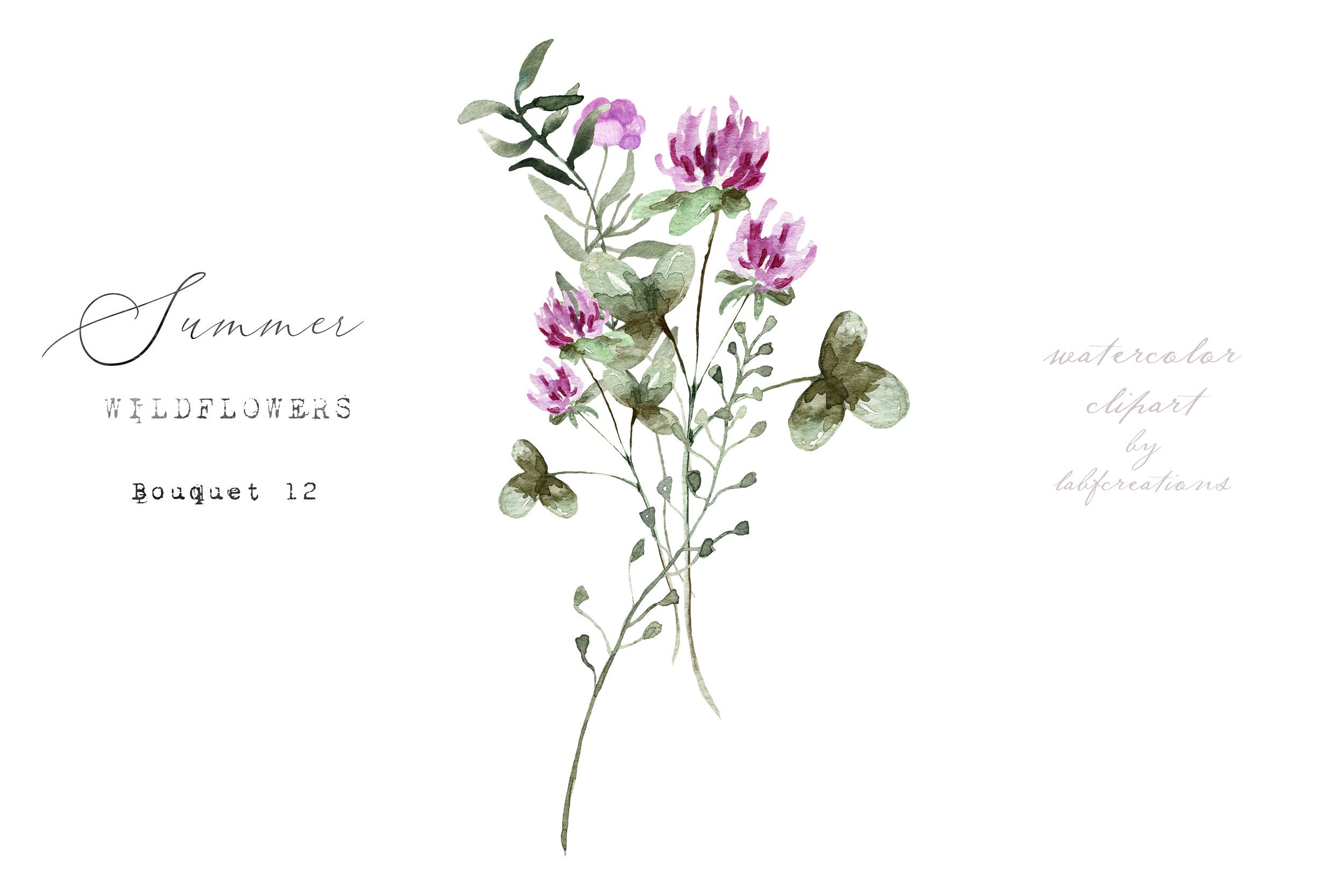 Watercolor Wildflowers Bouquets Summer Collection