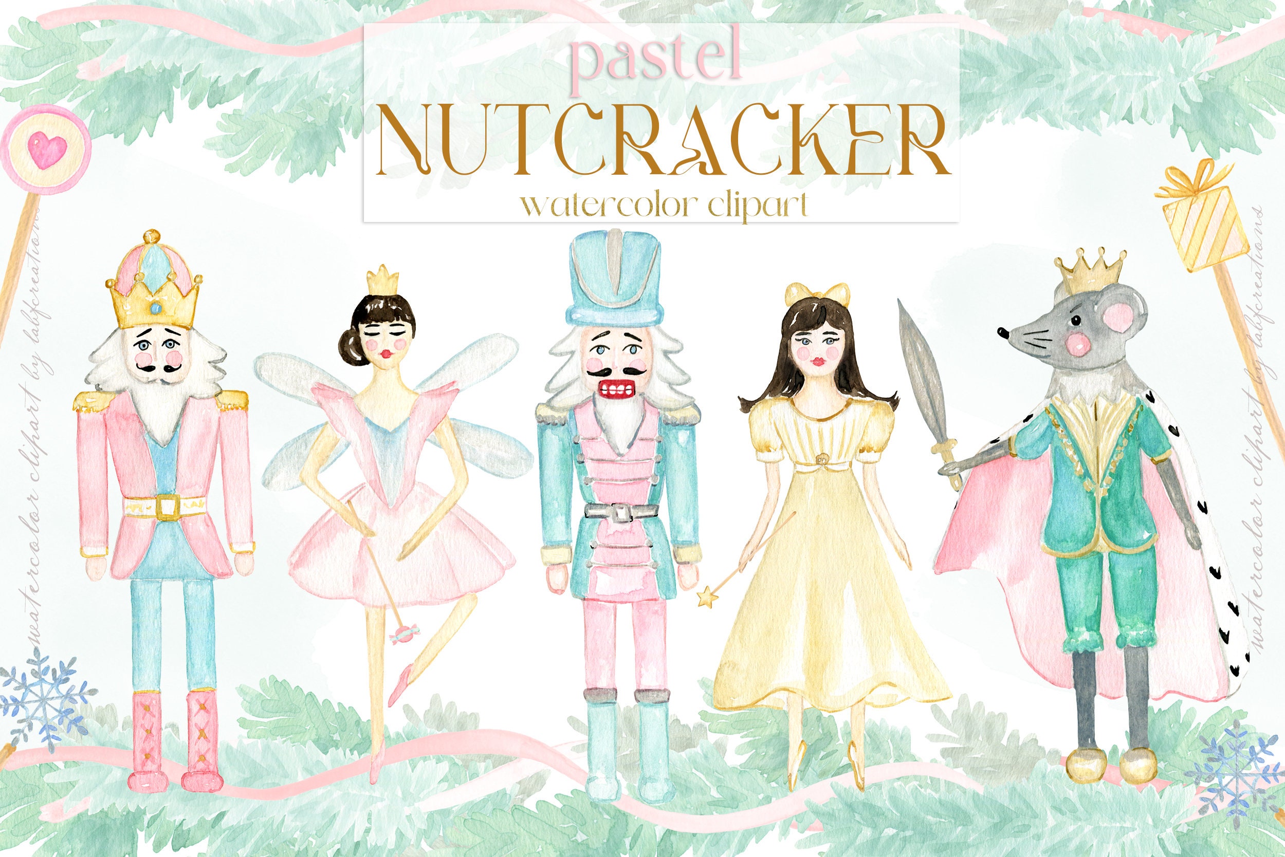 Nutcracker Clip Art Watercolor Christmas PNG. Printable New - Etsy