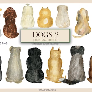 Dogs watercolor clipart, Dog clipart. Accessories for dogs, backs of dogs, print creator. Dog breeds Pet clip art. Dog lovers gift.