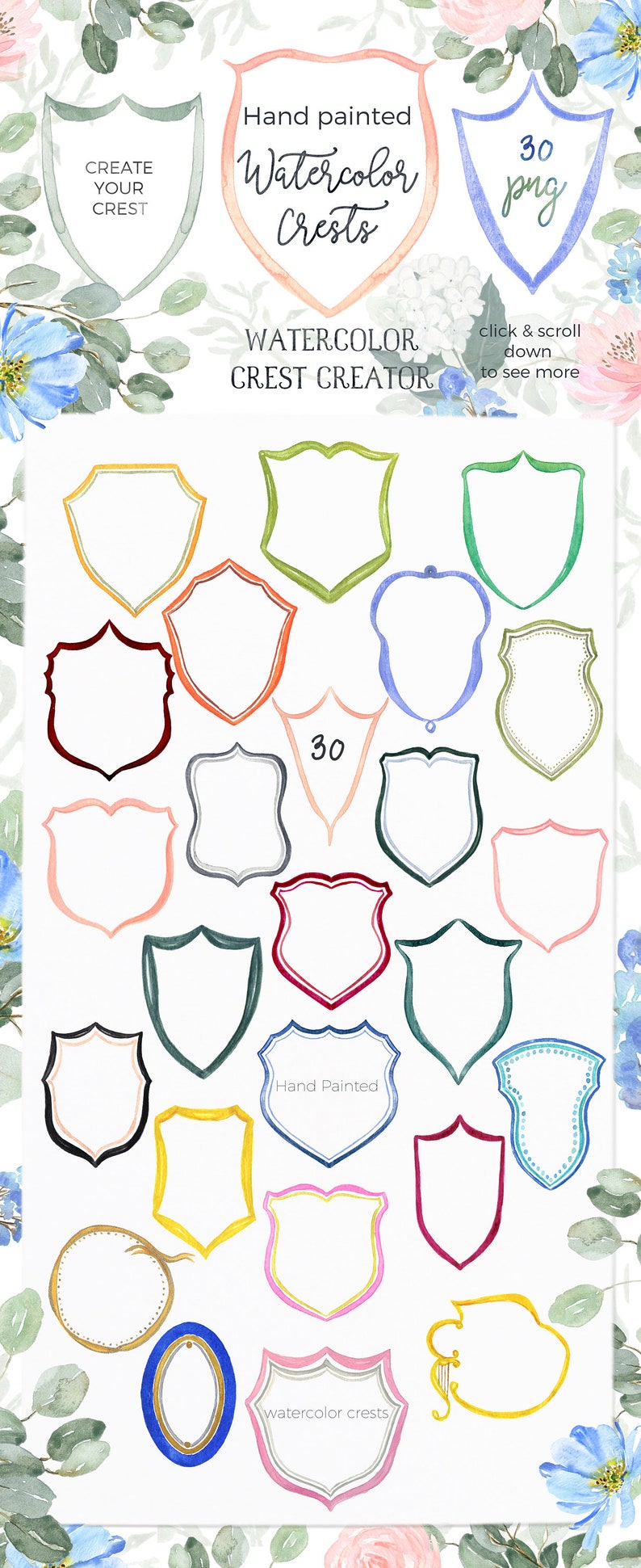 Watercolor Crest Creator. DIY Wedding Crest clipart. Bespoke watercolor crest Crest with dog Family crest Heraldry image 7