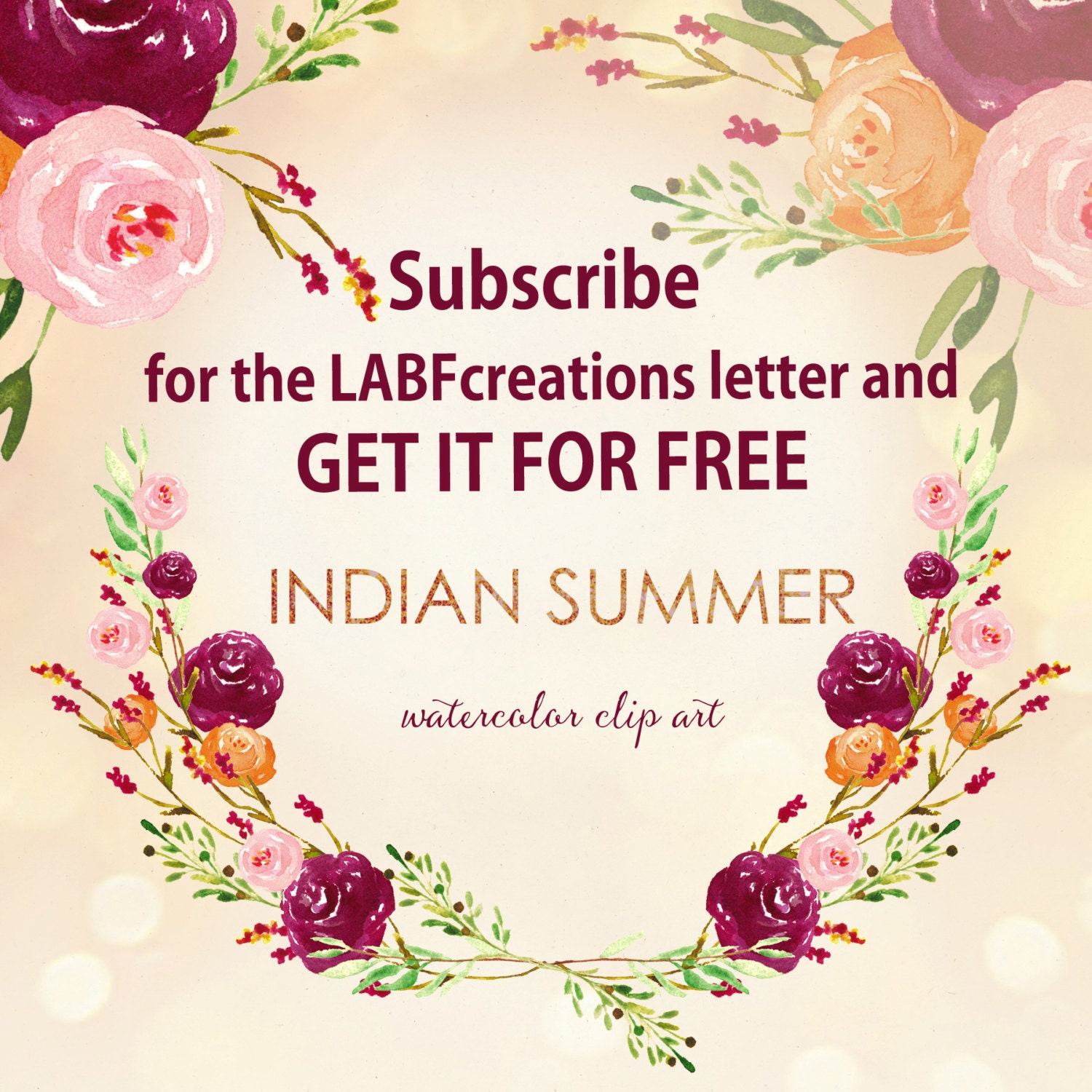 Indian Summer. Watercolor Clip Art Hand Drawn. Wedding Etsy