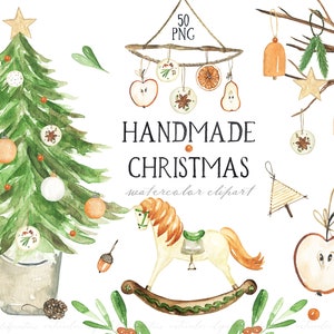 Handmade Christmas Clip Art Watercolor Gift