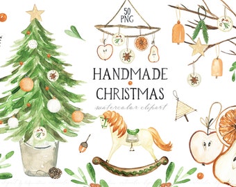 Handmade Christmas Clip Art Watercolor Gift