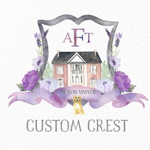 Custom Watercolor Crest. Wedding Family crest. Heraldry. Cusrtom Logo image 7