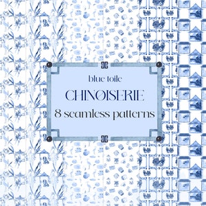 Patterns Blue toile Chinoiserie  | Watercolor Clipart | Chinoiserie Print |  Monkey Staffordshire Dogs Pagoda